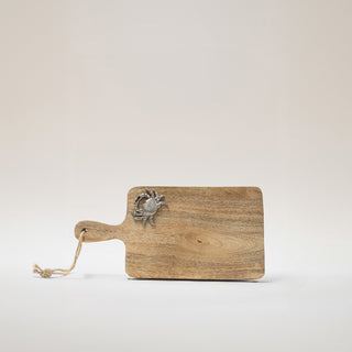 Rectangular Wooden Chopping Board With Crab Ornament