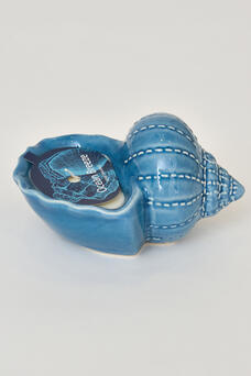 Blue Ceramic Seashell Candle