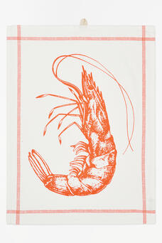 Orange Prawn Tea Towel
