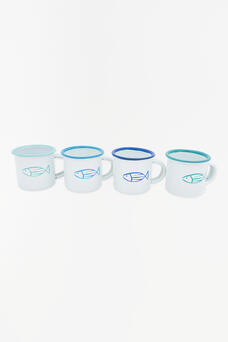 Set of Four Mini Fish Enamel Mugs