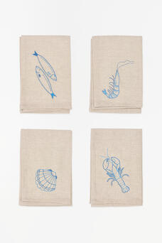 Set of Four Nautical Cloth Napkins