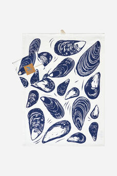 Oyster Print Tea Towel