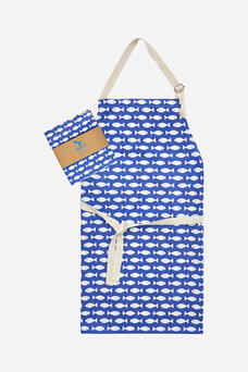 Blue & White Fish Apron